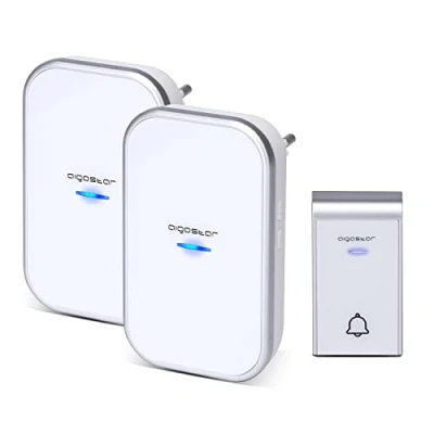 Afbeelding van Aigostar Draadloze Deurbel 2HVKT Met 2 ontvangers Plug&amp;Play AC 3 Regelbaar volume 36 Melodieën Wit