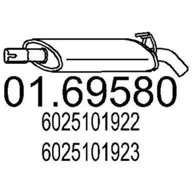 Afbeelding van MTS 01.69580 Einddemper 510mm RENAULT: Espace II (J63/S63) 2.1 TD, 2.2, 2.8 V6, 2.0 1991 1996