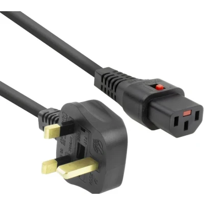 Afbeelding van ACT AK5325 Netsnoer UK Male/C13 IEC Lock Zwart 2 meter PC980 5 Pack