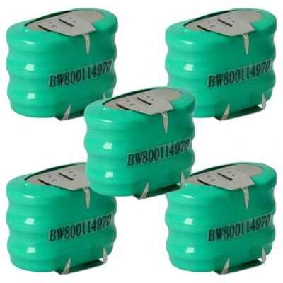 Afbeelding van vhbw 5x NiMH vervangende knop cel batterij tab type 3/V150H 3 pins 150mAh 3.6V geschikt voor model gebouw batterijen, zonne verlichting etc.