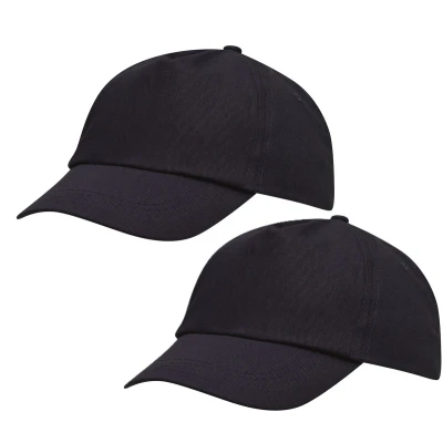 Afbeelding van Donkerblauwe baseballcap 5 panel voor volwassenen met klittenbandsluiting 2 stuks