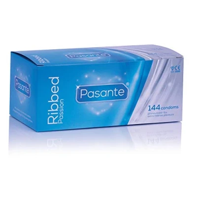 Afbeelding van Pasante Ribbed Condoms, verpakking van 144, per stuk verpakt (1 x 1 stuk)