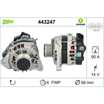 Afbeelding van Dynamo / Alternator VALEO 443247