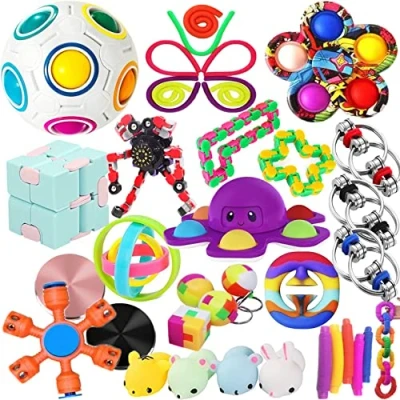 Afbeelding van Fidget Toys Verpakking van 30 sensorische fidgets, speelgoedsets, stress en angstverlichting, hulpmiddel autistische ADHD speelgoedset voor kinderen volwassenen
