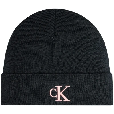 Afbeelding van Calvin Klein Jeans Monogram Embro Beanie Muts, Dames, Maat: One Size, Black/dusty rose