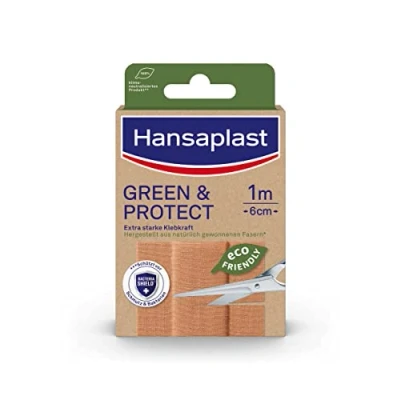 Afbeelding van Hansaplast Green &amp; Protect pleister (1 m x 6 cm), milieuvriendelijke wondpleister van natuurlijk gewonnen vezels, op maat te snijden per meter met extra sterke kleefkracht