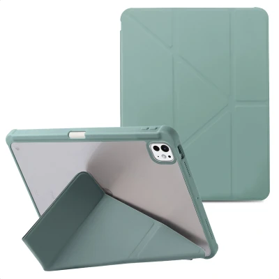 Afbeelding van Apple iPad Pro 13 (2024) M4 Hoes: imoshion Origami bookcase 2.0 Donkergroen Kunstleder Tablet Hoezen
