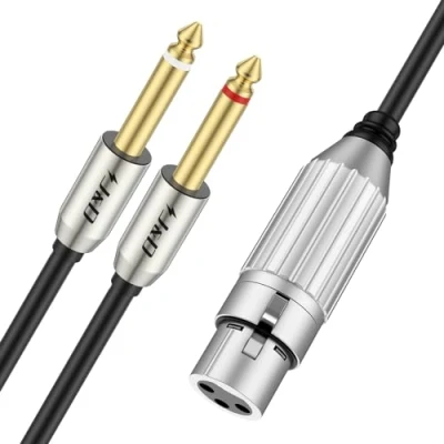 Afbeelding van J&amp;D Dual 1/4 naar XLR, XLR Vrouwelijk Dubbel 6,35 mm TS Mono Plug Stereo Kabels, 1/4&quot; Y Splitter Microfoonkabel met een lengte van 1 m voor Superieure Audioconnectiviteit