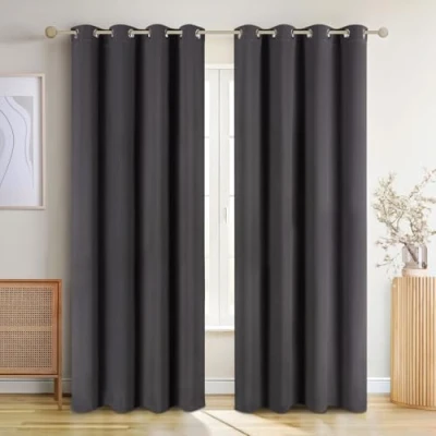 Afbeelding van Blumtal 2 delige Set Ondoorzichtige gordijnen met Ringen verduisteringsgordijn, verduisterend, 245 x 140 cm, Antraciet