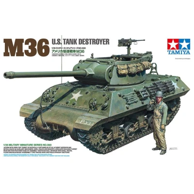 Afbeelding van TAMIYA 35390 1:35 US M36 Jagdpanzer (1) Modelbouw, plastic bouwpakket, hobby, knutselen, tankbouwpakket, militair tank 1:35, standmodelbouw