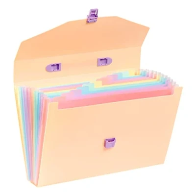 Afbeelding van Viquel Ordnermap A4 met 12 vakken, regenboogkleuren, pastelkleuren