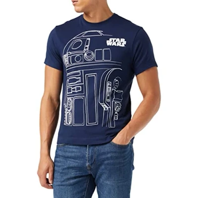 Afbeelding van Star Wars R2D2 Outline T shirt voor heren, Donkerblauw, M