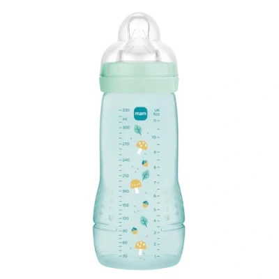 Afbeelding van MAM Easy Active 6 maanden ijskleur fles (330 ml) met siliconen speen X snelheid ultrasnelle voor baby&#039;s luchtdichte sluiting