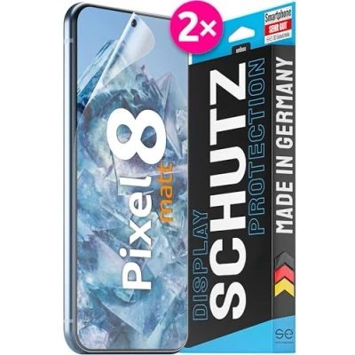 Afbeelding van S.E Google Pixel 8 Folie, mat ontspiegeld, 2 x full screen, positioneerhulp, beschermfolie, matte displayfolie, beschermfolie uit Duitsland