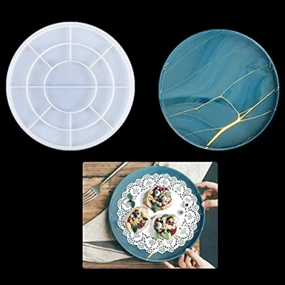 Afbeelding van Rolin Roly Large Round Tray Resin Mold Silicone Dish Molds Epoxy Trays Plate Casting Mould Platter Jewelry Making for Cosmetic Holder DIY Home Decoration