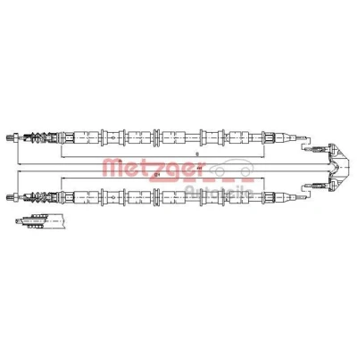 Afbeelding van METZGER 11.5864 Handremkabel Achter 1680/1495+1680/1495mm Schijfremmen COFLE OPEL: Zafira A (T98) 2.0 DI 16V, 2.2 DTI OPC, 1.6 CNG