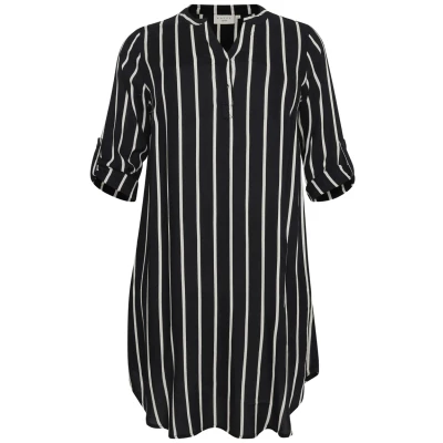 Afbeelding van Kaffe Curve Jurk, Dames, Maat: 50, Black / chalk stripe