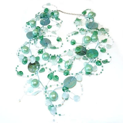 Afbeelding van Draad Ketting Parel met Schelp Turquoise