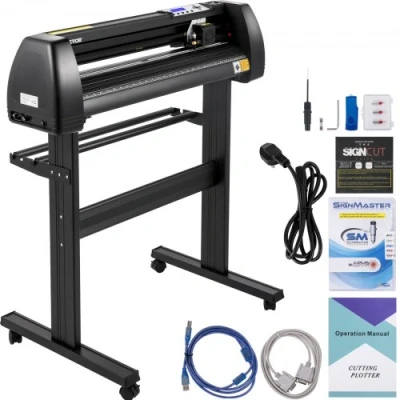 Afbeelding van VEVOR vinyl snijplotter 720 mm snijplotter, snijmachine met Signcut &amp; Signmaster software, 800 mm/s, nauwkeurige efficiënte vinylsnijder 3 messen, lcd display voor het plotten en snijden