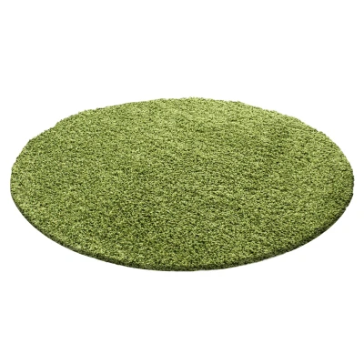Afbeelding van Basic Shaggy vloerkleed Groen Hoogpolig 160 cm rond