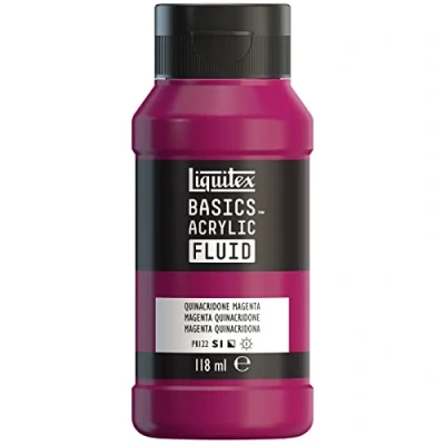 Afbeelding van LIQUITEX 8870393 Basics Fluid acrylverf met vloeiende consistentie sneldrogend lichtecht waterbestendig op waterbasis 118 ml fles Quinacridone Magenta