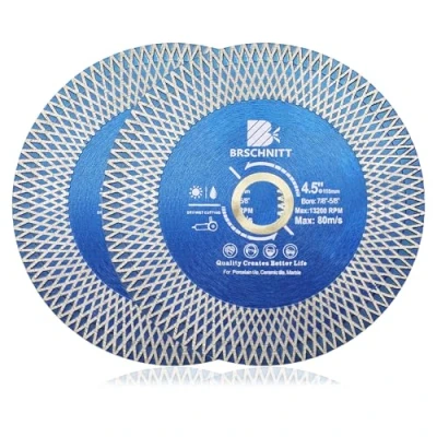 Afbeelding van Diamond Porselein Tegel Zaagblad BRSCHNITT 2 stks 4.5 &quot;Super Dunne Diamant Snijden Slijpschijf met X Tanden Arbor 7/8 &quot; 5/8&quot; voor Keramische Tegels, Graniet, Marmer Haakse Slijper Cirkel