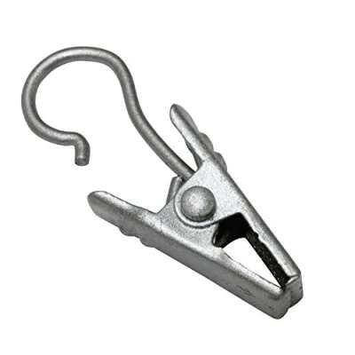 Afbeelding van GARDINIA clip haken, 10 stuks, gordijnhaken met clip, metaal, mat zilver