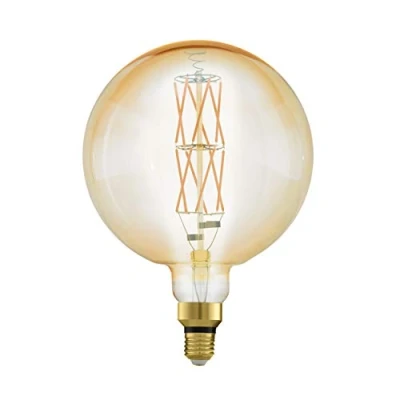 Afbeelding van EGLO Filament LED lamp E27 dimbaar, extra grote amber vintage globe gloeilamp Big Size, retro lichtbron, 8 Watt (60w equivalent), 806 Lumen, warm wit, 2100 Kelvin, G200, Ø 20 cm