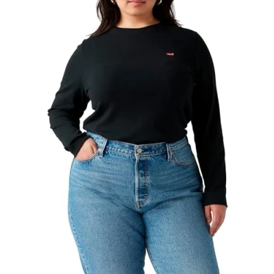 Afbeelding van Levi&#039;s Dames Pl Essential Ls Tee T shirt, caviar, 4XL