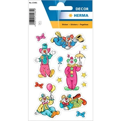 Afbeelding van HERMA 15481 stickers voor kinderen, clowns (39 stickers, papier, glinsterend) zelfklevend, permanent hechtende etiketten meisjes en jongens, kleurrijk