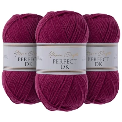 Afbeelding van Utopia Crafts DK Dubbel breigaren 3X 100g (Donker Framboos)