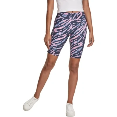 Afbeelding van Urban Classics Ladies TIE DYE Cycling Shorts, Dames, Maat: Small, Darkshadow/pink