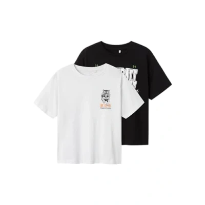 Afbeelding van Name it Nkmbennibo 2 PACK Tshirt print voor kinderen, Maat: 134/140, Lucent white/black
