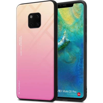 Afbeelding van Cadorabo Hoesje geschikt voor Huawei MATE 20 PRO in GEEL ROZE Tweekleurige beschermhoes TPU silicone Case Cover