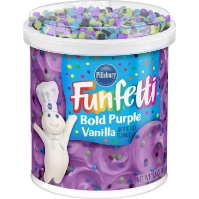 Afbeelding van Pillsbury Funfetti Bold Purple Vanilla Frosting, (15.6oz/461ml)