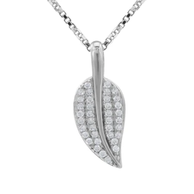 Afbeelding van Zilveren ketting dames met hanger, blad kristallen