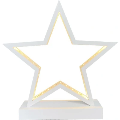Afbeelding van Wit houten LED ster