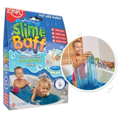 Afbeelding van Slime Baff Blue van Zimpli Kids, 1 badpak, zet water in gooey slijm, kinderzintuiglijke en badspeelgoed, gecertificeerd biologisch afbreekbaar cadeau