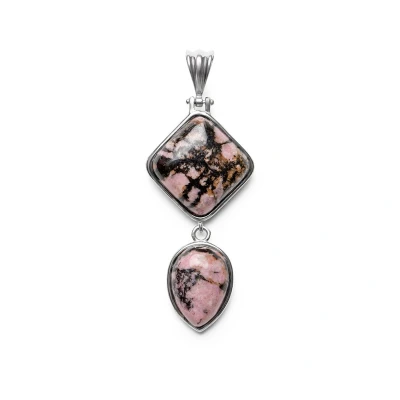 Afbeelding van Zentana Rhodoniet Edelsteen Hanger Dubbelhanger Druppel Acceptatie