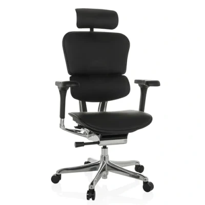 Afbeelding van hjh OFFICE ergonomische bureaustoel ERGOHUMAN I Origineel ontwerp, met flexibele lendensteun, Gen 2, gestoffeerde zitting, zwart leer
