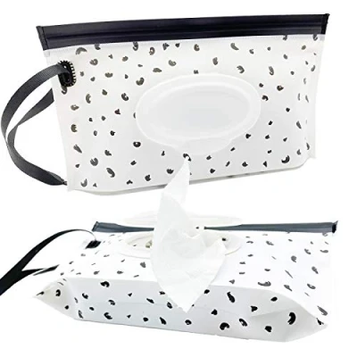 Afbeelding van Draagbare Baby Nat Veeg Pouch Bags, Herbruikbare &amp; Navulbare Doekjes Dispenser, Eco vriendelijke Lichtgewicht Reizen Houder (2 Pack, Black Feather)