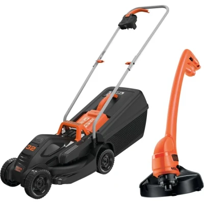 Afbeelding van Black+Decker BEMW351GL2 Elektrische grasmaaier/trimmer kit (1.000 W, 32 cm maaibreedte, 3 voudige axiale maaihoogteverstelling, 35 l grasopvangbak, incl. 200 W eenhandsgrastrimmer)