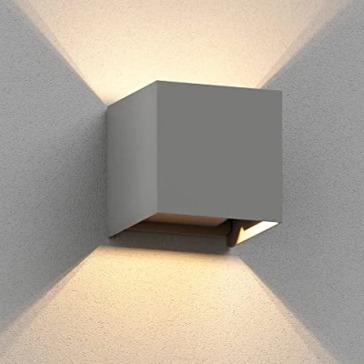 Afbeelding van ledscom.de wandlamp CUBEL voor buiten, IP65, up/downlight, grijs mat, hoekig, 1x G9 max. 10W, up en downlight, buitenlamp, wandlamp, wandverlichting, fitting, buitenlamp