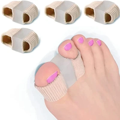Afbeelding van Neus dubbele ring, hallux valgus, correctie, overlappende tenen, hamertenen, pijnverlichting, wrijving, gel, teenspreider, siliconen, scheider en beschermer, 4 stuks