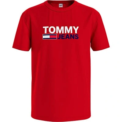 Afbeelding van Tommy Jeans LOGO TEE Tshirt print, Heren, Maat: XS, Deep crimson