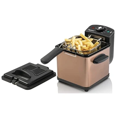 Afbeelding van Bestron Friteuse, Mini Frituurpan voor 1 portie friet, bitterballen of snacks, met koudezone techno