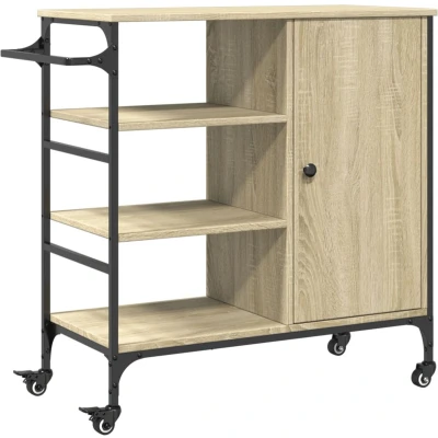 Afbeelding van vidaXL Keukentrolley 87,5x38,5x84,5 cm bewerkt hout sonoma eikenkleur