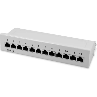 Afbeelding van kwmobile Cat6 patch paneel 12 poorts verdeler voor wandmontage en serverkast Patchpaneel 12x RJ45 aansluitingen