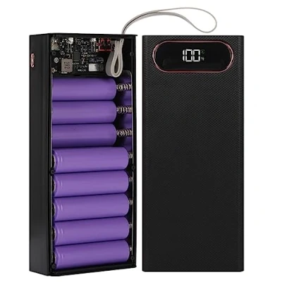 Afbeelding van 16x18650 Externe Batterijbehuizing, 2 USB uitgang DIY powerbank, Plastic Omhulseldoos met Lcd scherm, Powerbankbehuizing, Drie Micro /type C ingangen, Klein en Licht Ontwerp(zwart)