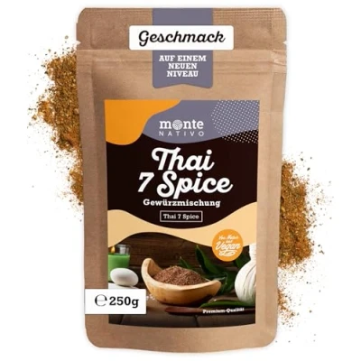 Afbeelding van Thaise 7 Spice Monte Nativo (250 g), kruidenpoeder voor de keuken, stijl Blend, poedervormige kruidenmix, ideaal currys, voorrries en marinades